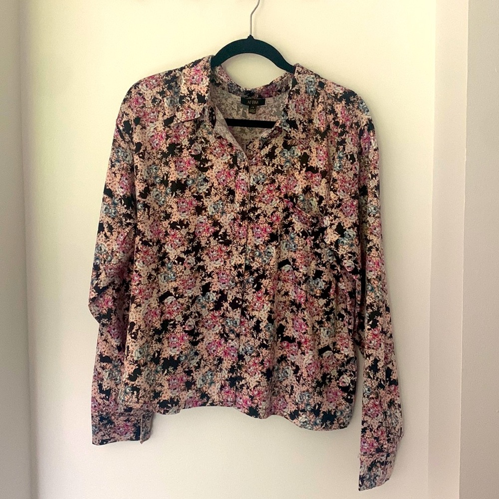 AFRM x Nordstrom floral silky button-down sz L